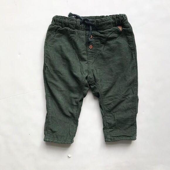 H&M lined green corduroy pants EUC 6-9 months - Picture 1 of 4